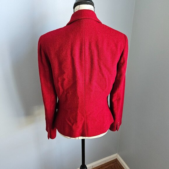 Ann Taylor 2 pc Skirt Suit Size 6 Lined Cranberry Red Wool Blend Career Office - Picture 8 of 12